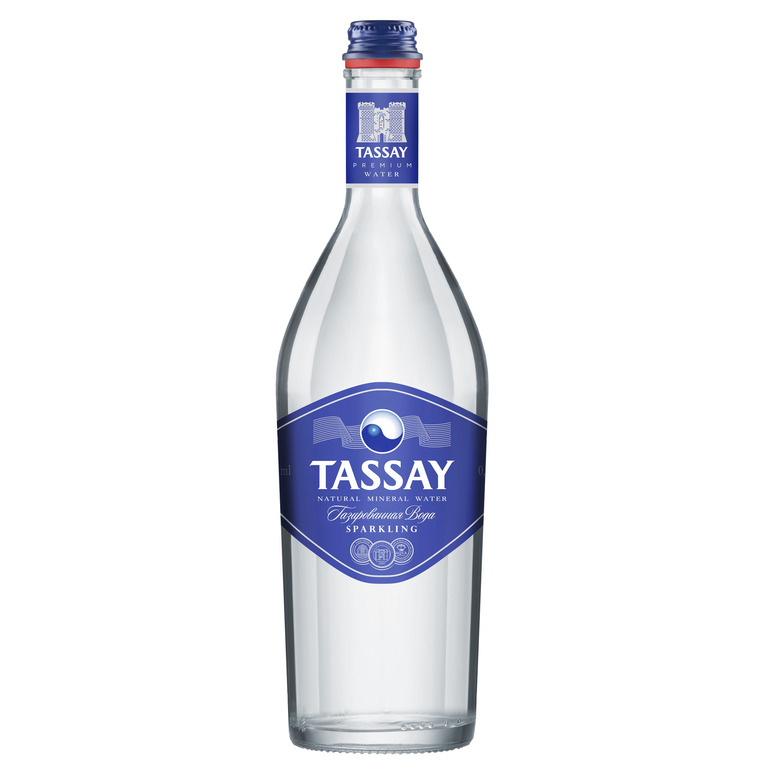 Природная минеральная вода TASSAY газированная, стекло 0.75 литра