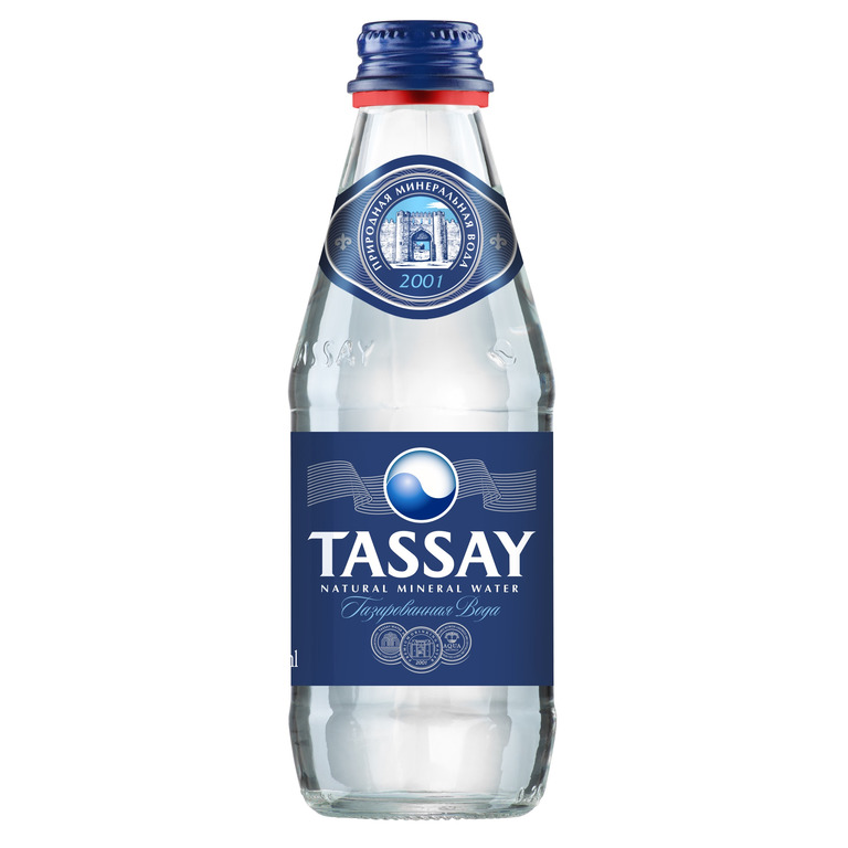 Природная минеральная вода TASSAY газированная, стекло 0.25 литра