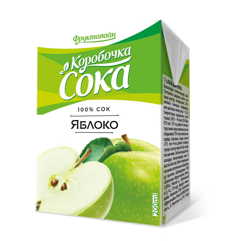 Сок КОРОБОЧКА СОКА Яблоко 0.2 литра